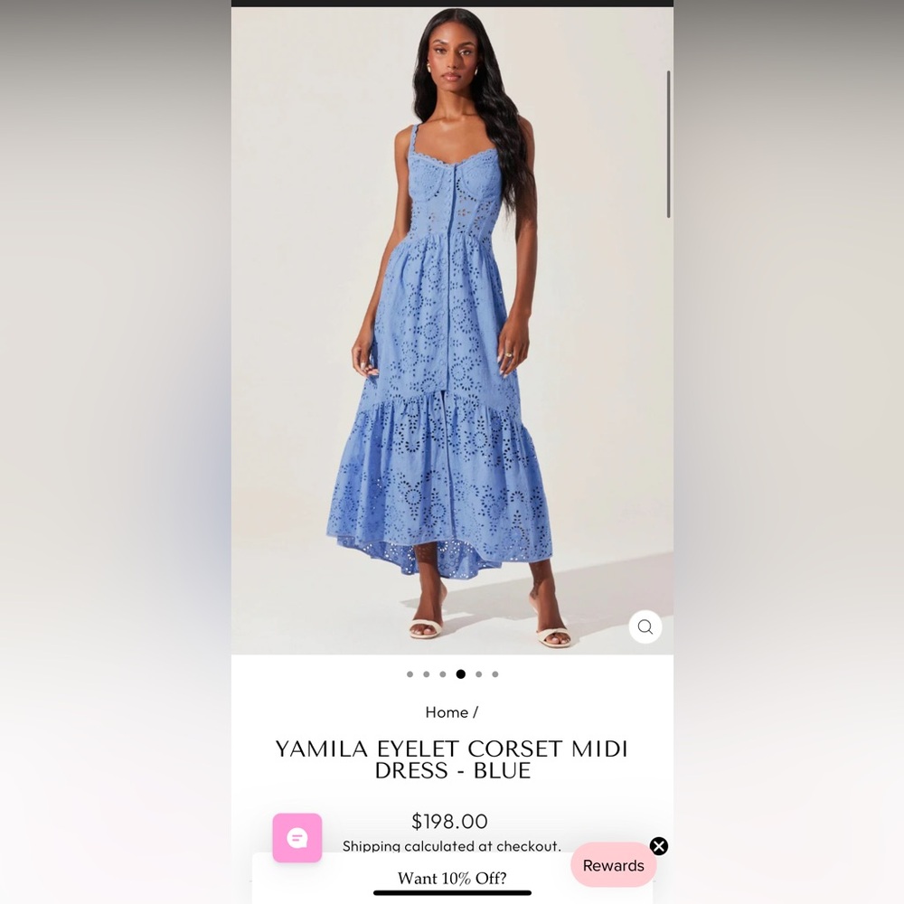 Astr The Label Yamila  Eyelet corset  Midi Dress in blue Small